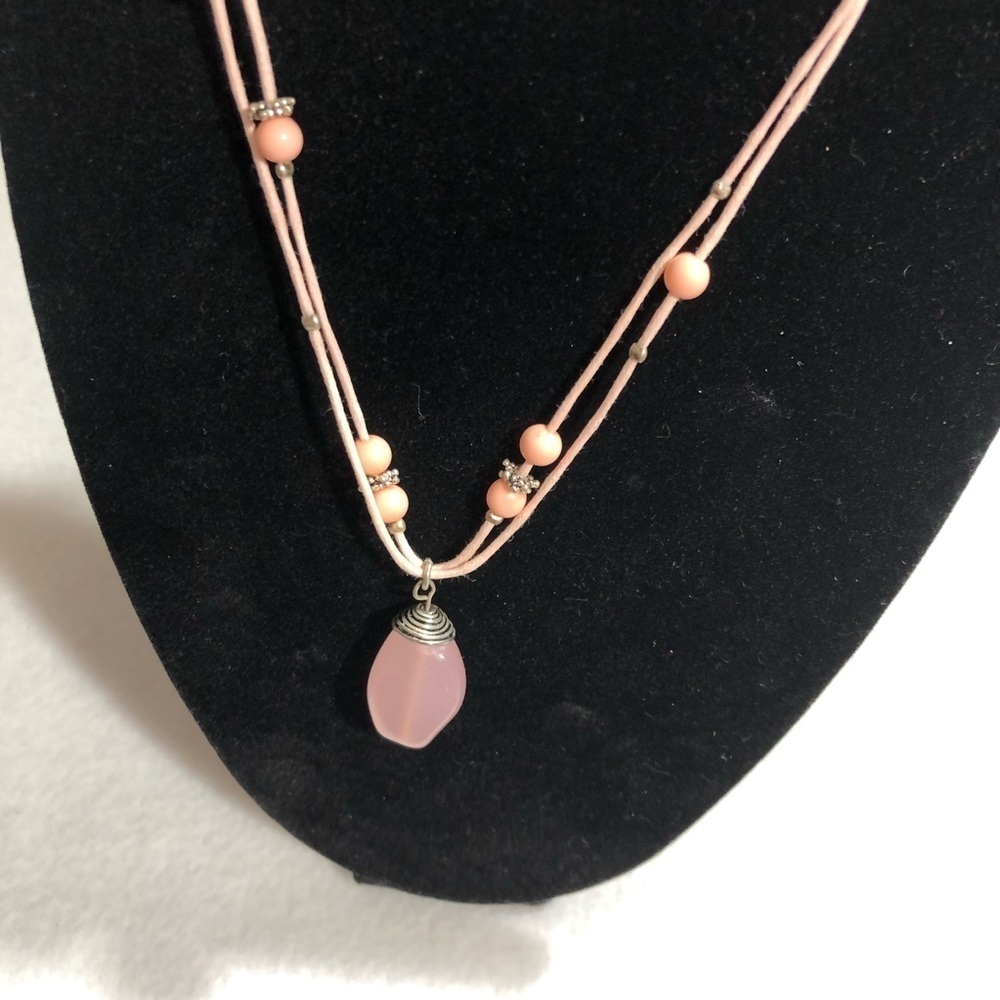 Handmade Pink gemstone boho retro rope necklace - Picture 5 of 12